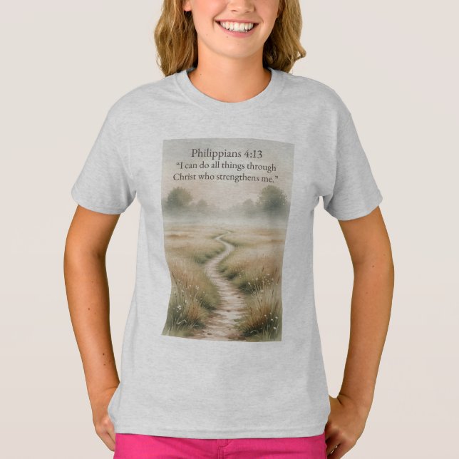 T-shirt chrétien pour fille Philippiens 4:13 (Devant)