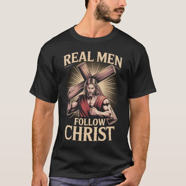 T-shirt chrétien pour hommes – Force à travers la  (Devant)
