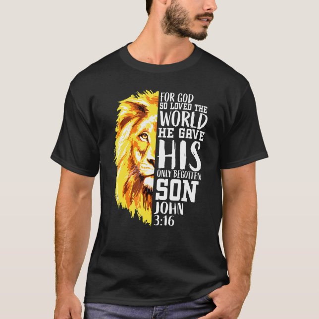 T-shirt Chrétien Pour Hommes Lion De Juda Graphisme Dieu J (Devant)