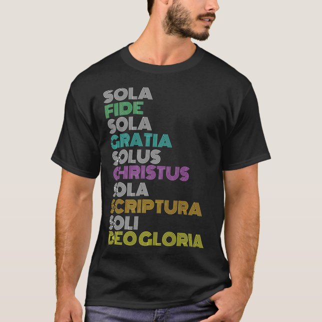 T-shirt Chrétien Réformé Cinq 5 Solas Jour De Réforme Ch (Devant)