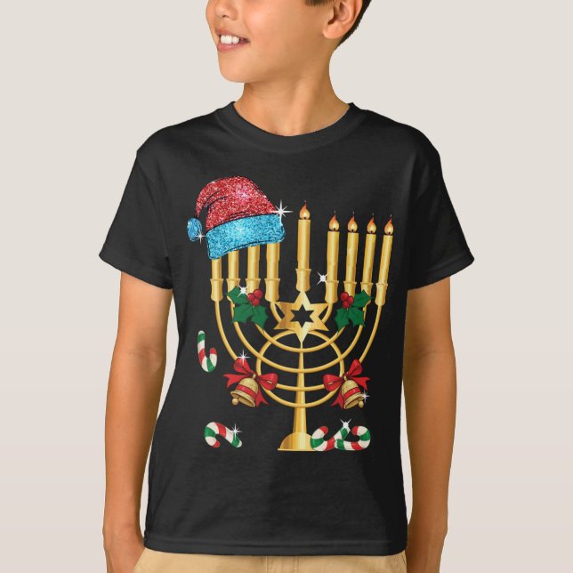T-shirt Chrismukkah Hannukah Santa Hat Family Christmas Pa (Devant)