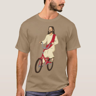 T-shirt Christ à vélo drôle religieux Seigneur Jésus Églis