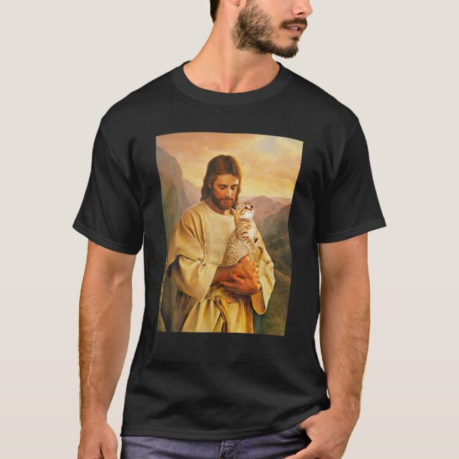 T-shirt Christ Et Son Chat (Devant)