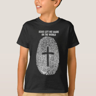 T-shirt Christ Fingerprint Christian Jesus a quitté son Ma