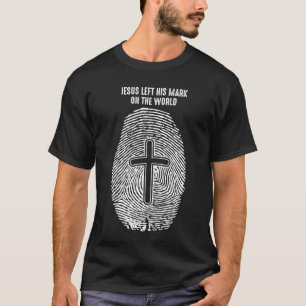 T-shirt Christ Fingerprint Christian Jesus a quitté son Ma