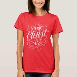 T-shirt Christ religieux Joyeux Noël Chalk Letters