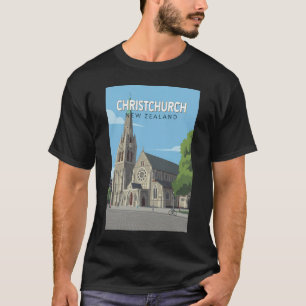 T-shirt Christchurch Nouvelle-Zélande Illustration Art de