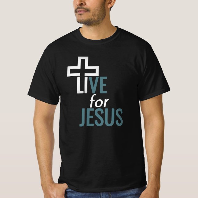 T-shirt Christelijk heren - Live for Jesus (Devant)