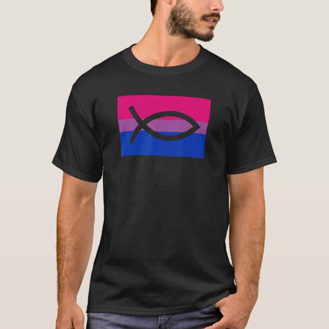 T-shirt Christian Ally Jesus Fish Gay Bisexual Fierté Drap (Devant)