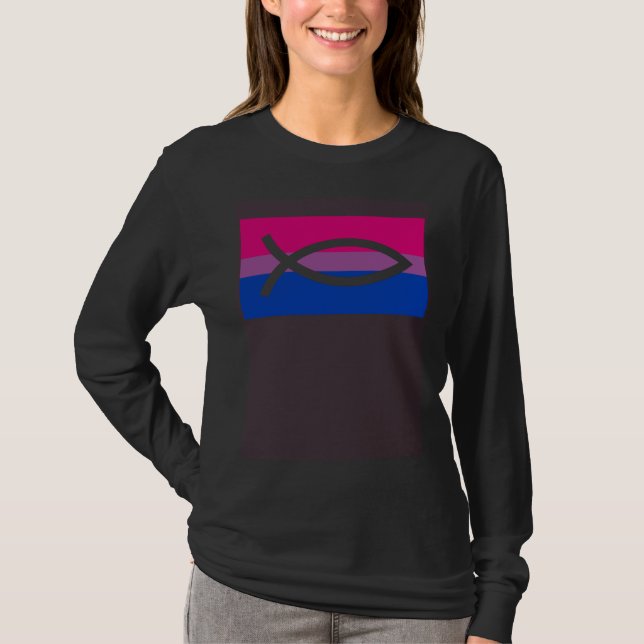 T-shirt Christian Ally Jesus Fish Gay Bisexual Pride Flag  (Devant)