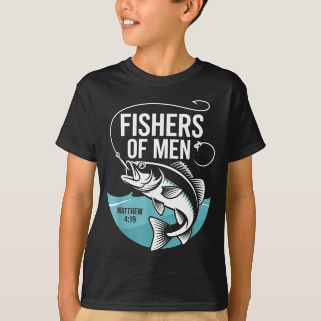 T-shirt Christian Angler Fishers Of Men Matthew 4 19 Verse (Devant)