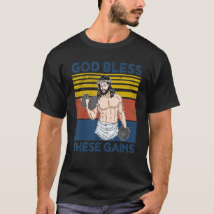 T-shirt Christian Athlète Vêtements Gym Dieu Bénir Ces Gai