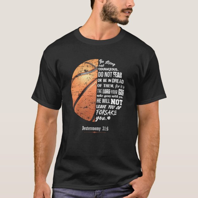 T-shirt Christian Basketball Deutéronome Bible Verse Faith (Devant)