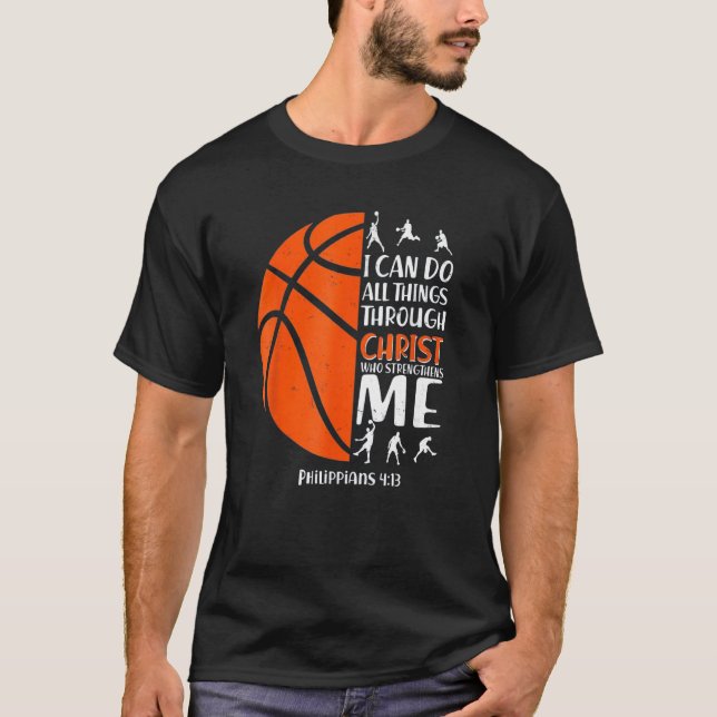 T-shirt Christian Basketball  Men Boys Kids Religious (Devant)