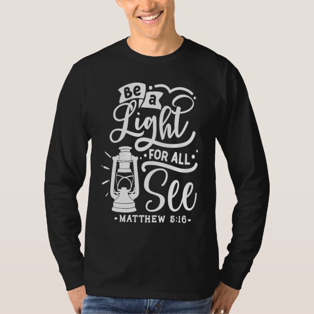 T-shirt Christian Be A Light For All See Religious Bible V (Devant)