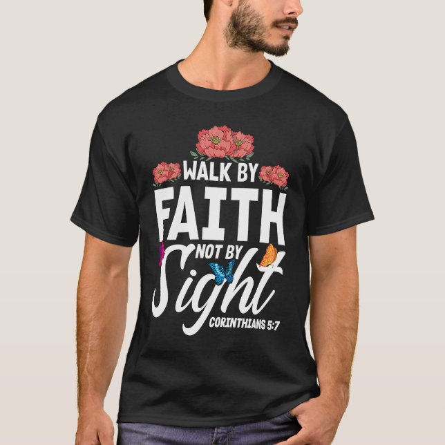 T-shirt Christian Bible Verse Corinthians 57 Flower Butter (Devant)
