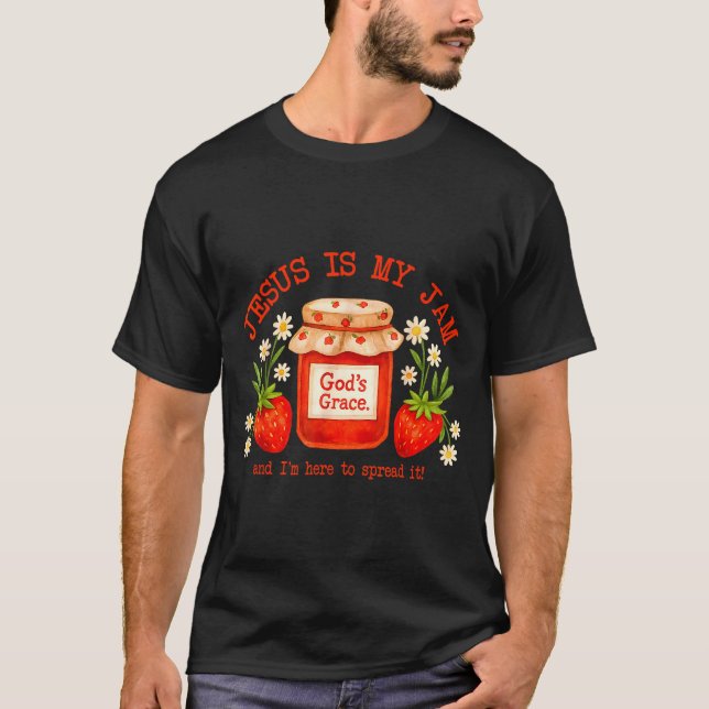 T-shirt Christian Bible Verse Faith Strawberry Jesus Is My (Devant)