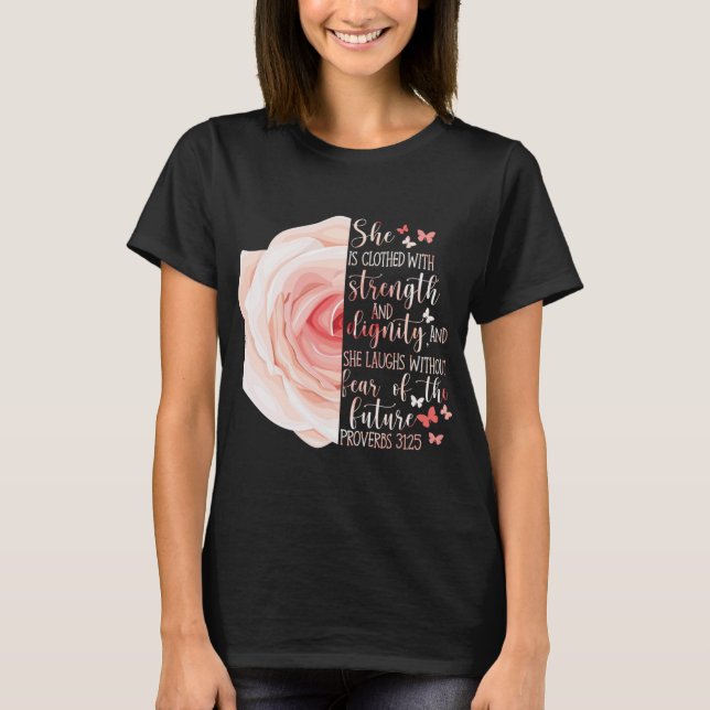 T-shirt Christian Bible Verse Proverbes 3125 Fleur Rose (Devant)