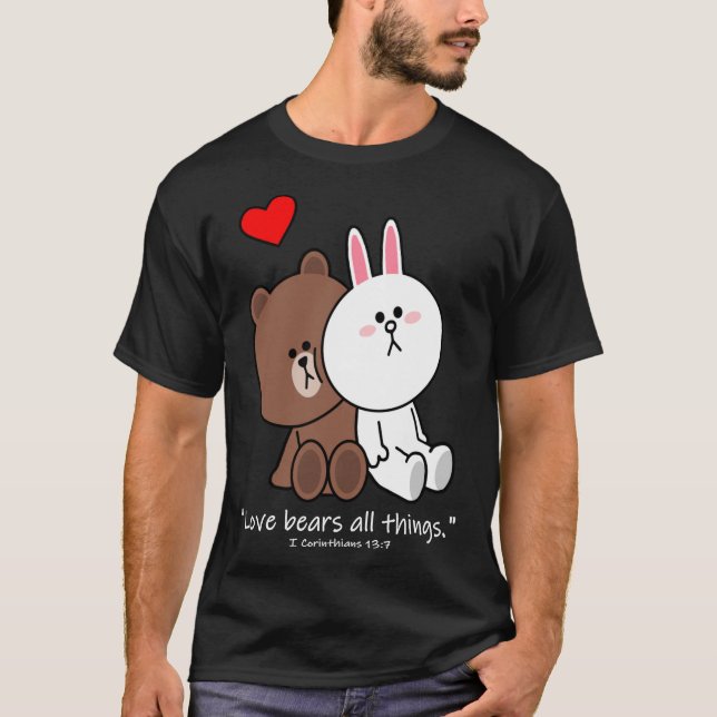 T-shirt Christian Brown Ours Lapin Lapin Lapin Amour Ours  (Devant)