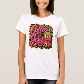 T-shirt Christian Café Jésus Imprimé Léopard Coquette Nœud