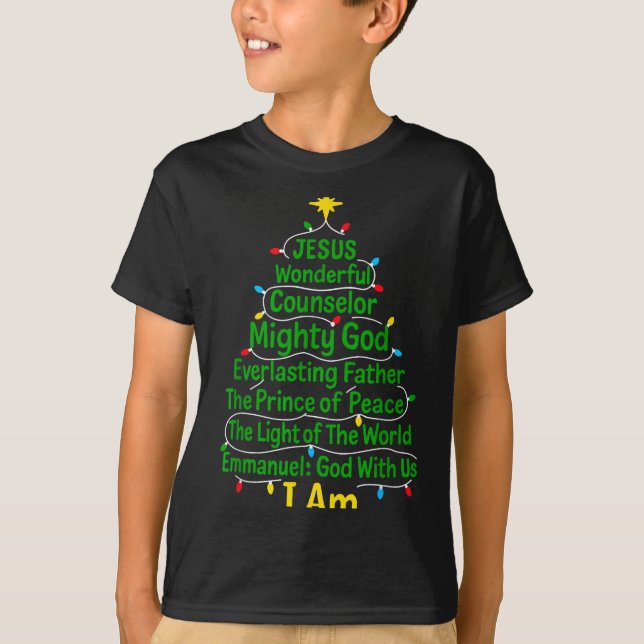 T-shirt Christian Christmas Jesus Bible Names Xmas Tree Sh (Devant)