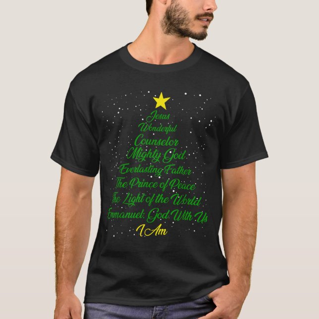 T-shirt Christian Christmas Jesus Bible Names Xmas Tree Sh (Devant)
