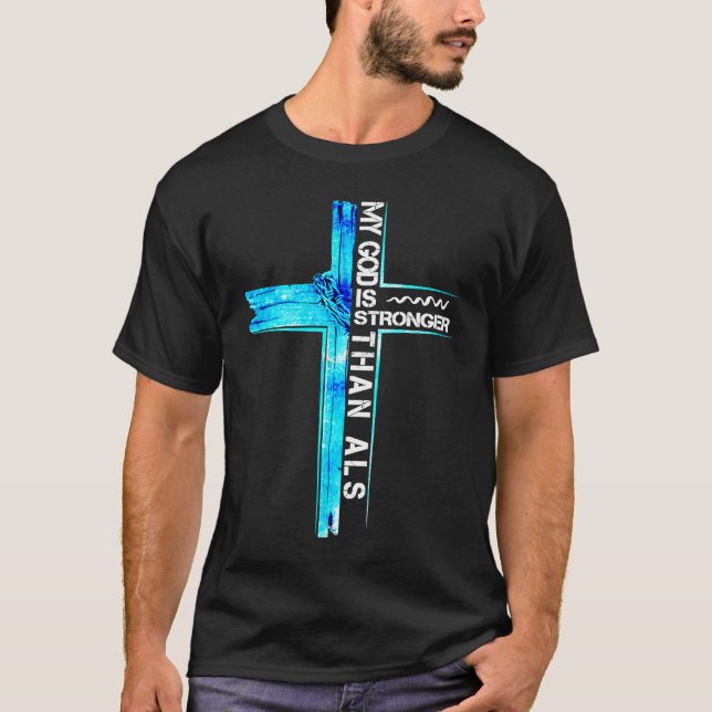 T-shirt Christian Cross Ribbon ALS Awareness Costume Warri (Devant)
