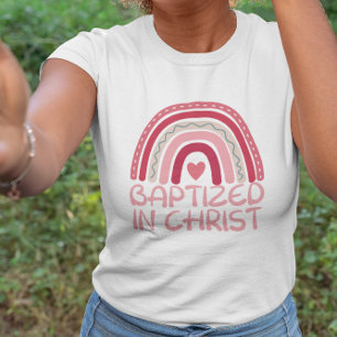 T-shirt Christian Cute Arc-En-Ciel Rose Baptisé En Christ