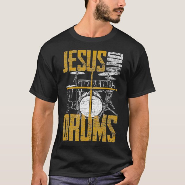 T-shirt Christian Devotee Drummer Jesus Et Drums Jésus (Devant)