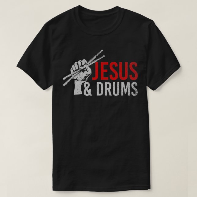 T-shirt Christian Drummer Savior Devo Drums Christianity J (Design devant)