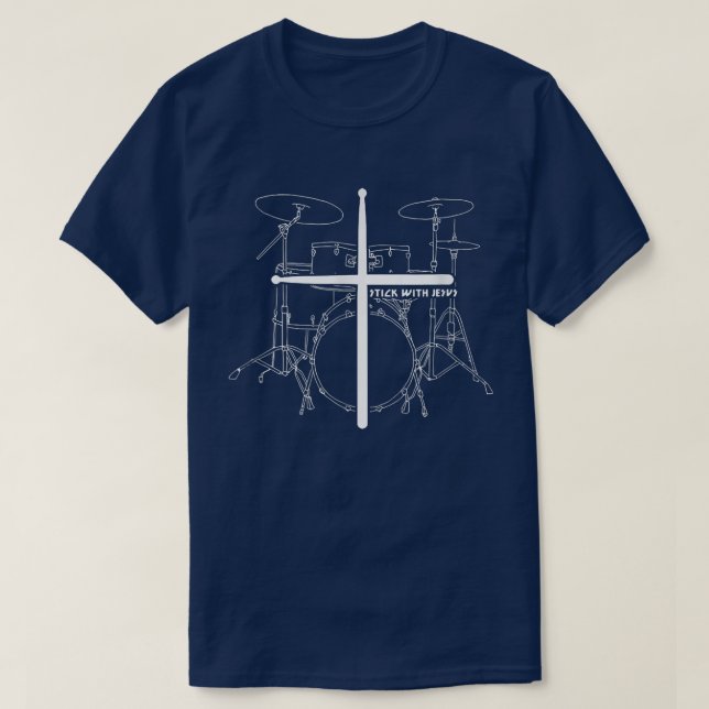 T-shirt Christian Drummer Stick With Jesus Christ Drum Sti (Design devant)