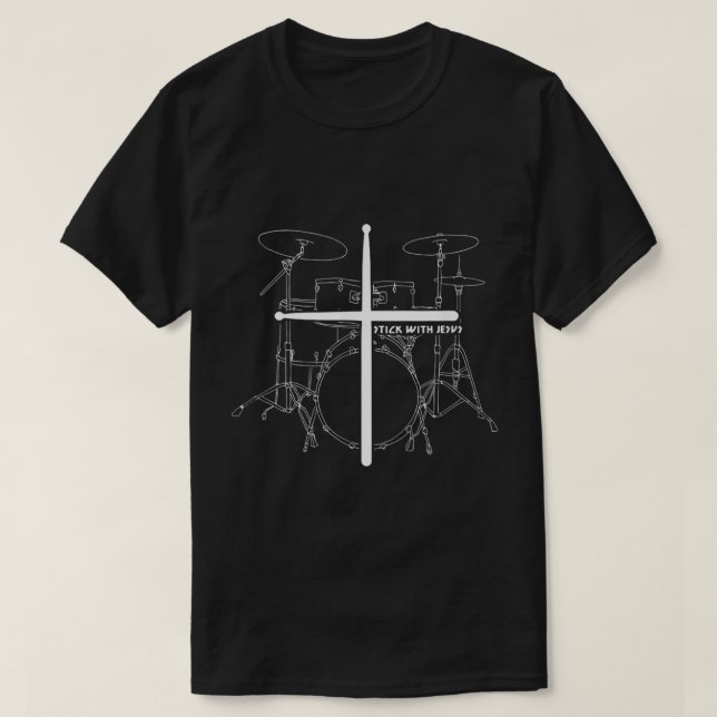 T-shirt Christian Drummer Stick With Jesus Christ Drum Sti (Design devant)