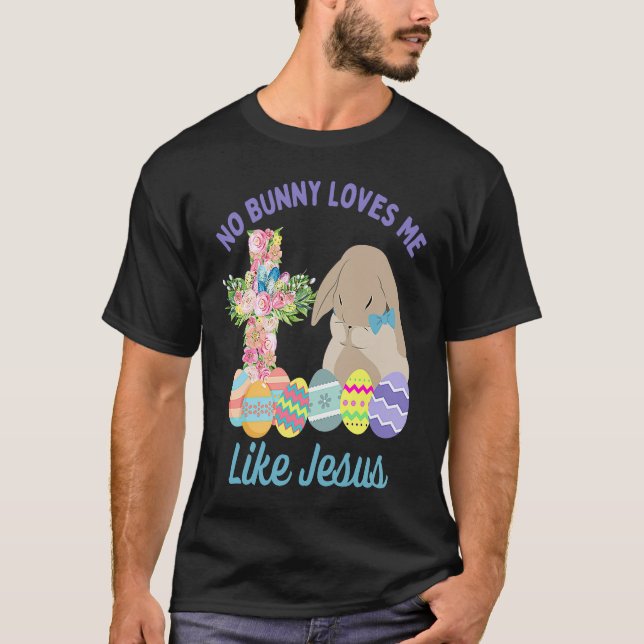 T-shirt Christian Easter Bunny & Floral Cross Religious Pu (Devant)