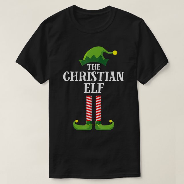 T-shirt Christian Elf Correspondant Famille Groupe Noël (Design devant)