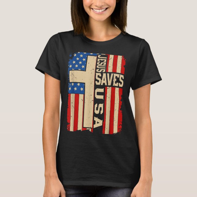 T-shirt Christian Faith Jesus Save Usa Patriotic American  (Devant)