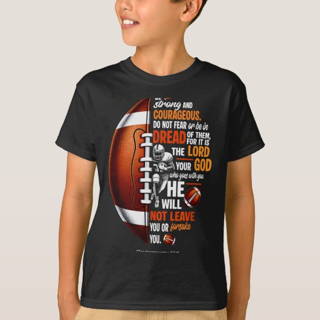T-shirt Christian Football Deuteronomy 31 6 Bible Christia (Devant)