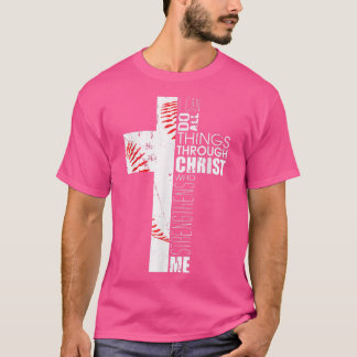 T-shirt Christian Gifts Boys Baseball Religious Verse Cros