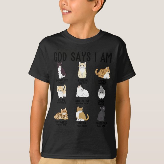 T-shirt Christian Girl God Says I Am Cat Jesus Faith Bible (Devant)