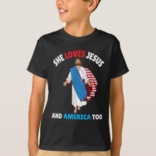 T-shirt Christian Girl She Love Jesus & America Too P