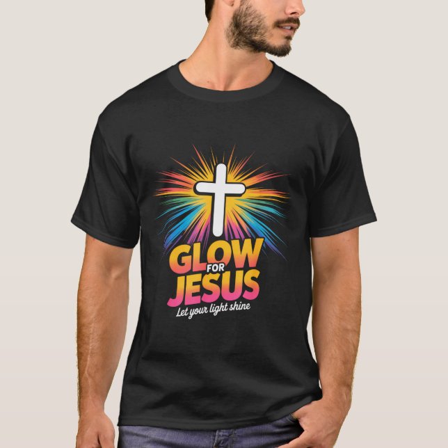 T-shirt Christian Glow For Jesus Let Your Light Shine Fait (Devant)