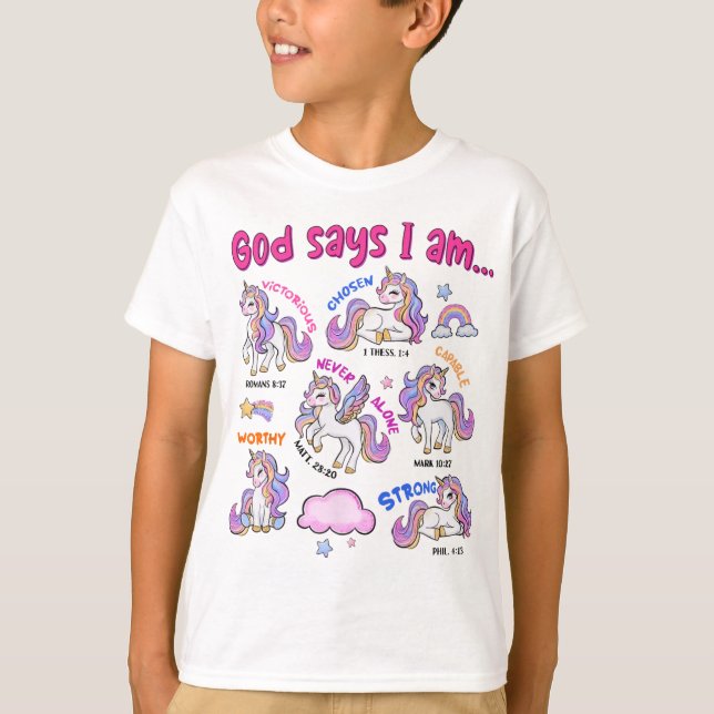 T-shirt Christian God Dit Que Je Suis Unicorne Bible Verse (Devant)