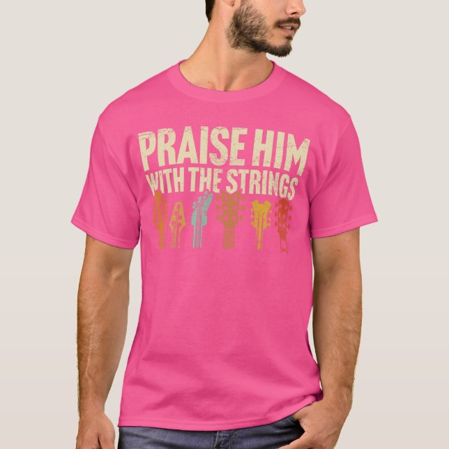 T-shirt Christian Guitar Praise Him with Strings Worship M (Devant)