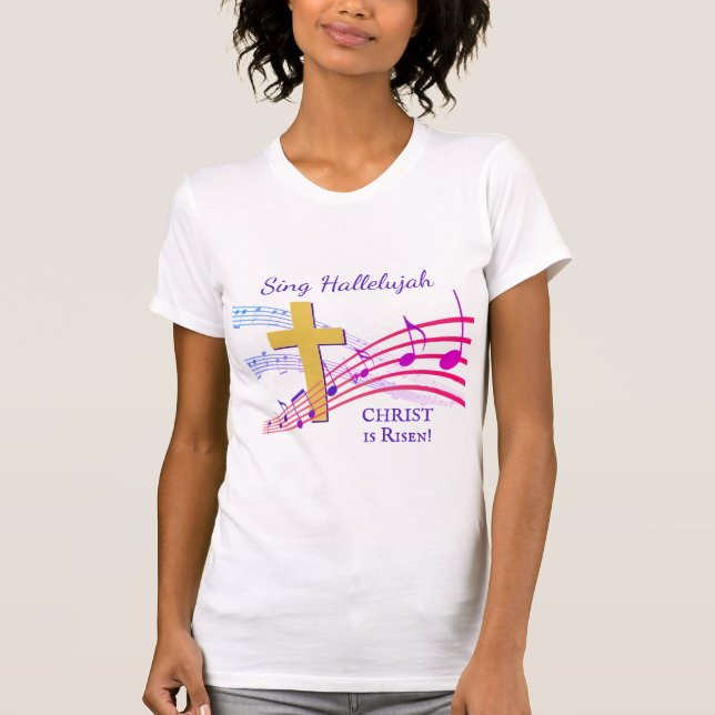 T-shirt Christian HALLELUJAH CHRIST EST REMONTÉ Pâques (Devant)