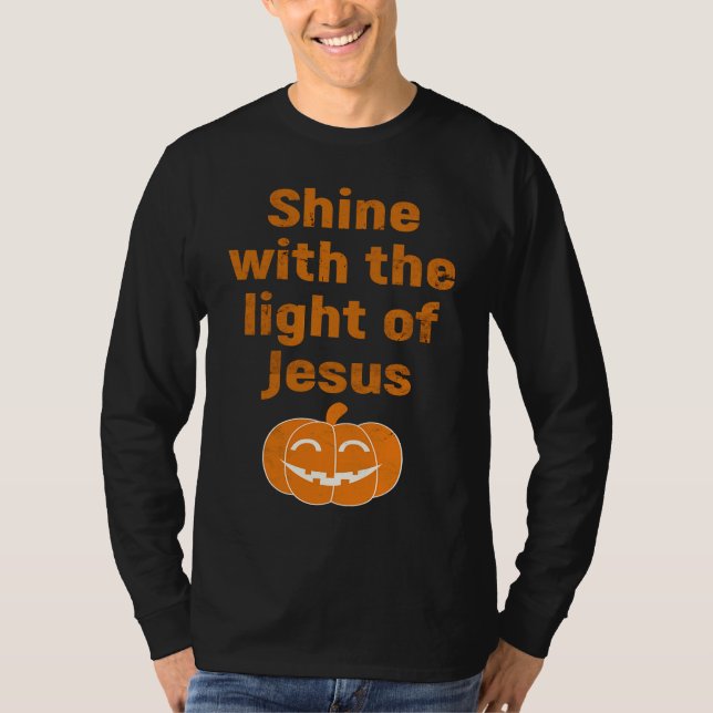 T-shirt Christian Halloween  Shine With The Light Of Jesus (Devant)