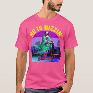T-shirt Christian He Rizzin' Jesus Scooter Retro Les année