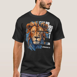T-shirt Christian I Can Do All Things Through Christ Lion