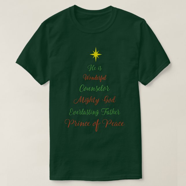 T-shirt Christian Jesus Arbre de Noël Écriture Isaiah Bi (Design devant)