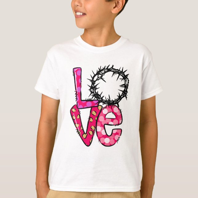 T-shirt Christian Jesus Crown Love Pâques (Devant)