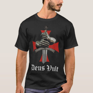 T-shirt Christian Knight Templar Crusader Sword Armor Deus