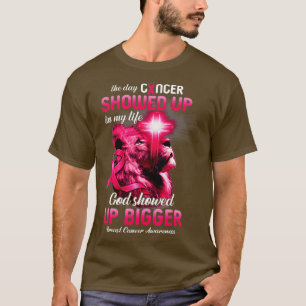 T-shirt Christian Lion Cross rose Ruban Cancer du sein Awa